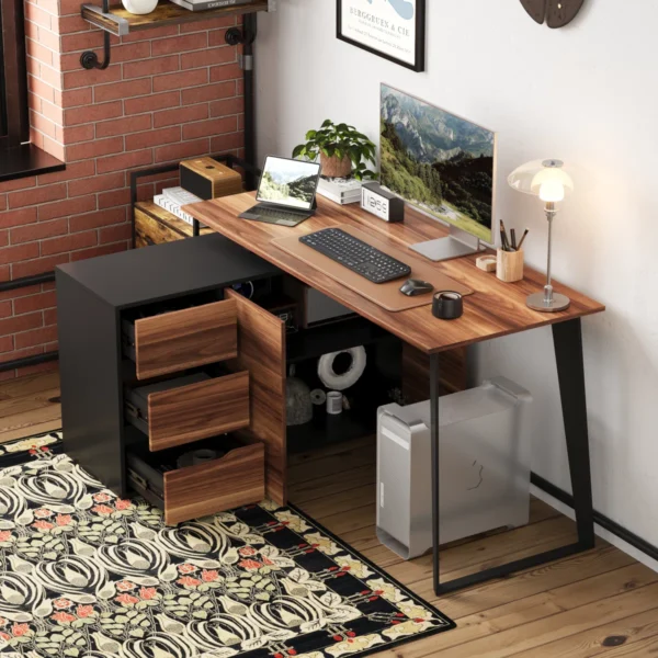 61.2” Wide Corner L-Shaped Computer Desk With 3 Drawers - Image 2
