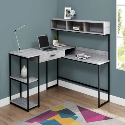 Computer+Desk,+Home+Office,+Corner,+Storage+Drawers,+L+Shape,Brown+Laminate,+Black+Metal-520838342