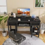 Computer+Desk+With+Keyboard+Tray,+Computer+Desks+With+Fabric+Drawers+&+Storage+Shelves+For+Home,+Office (1)