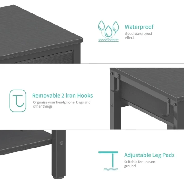 Computer Desk With Keyboard Tray, Computer Desks With Fabric Drawers & Storage Shelves For Home, Office - Image 2