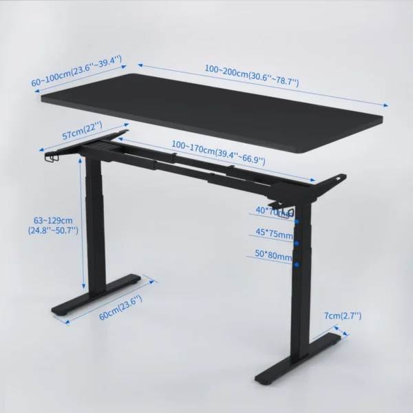 Electric Stand Up Desk Frame, Dual Motor Adjustable Standing Adjustable Base, 3 Stage for Home and Office - Image 4
