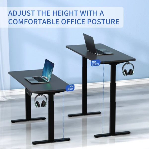 Electric Stand Up Desk Frame, Dual Motor Adjustable Standing Adjustable Base, 3 Stage for Home and Office - Image 3
