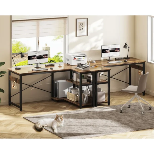 L Shaped Computer Desk, 48 Inch Small Corner Desk With Storage Shelves & PC Stand, Reversible Gaming Desk For Bedroom - Image 3