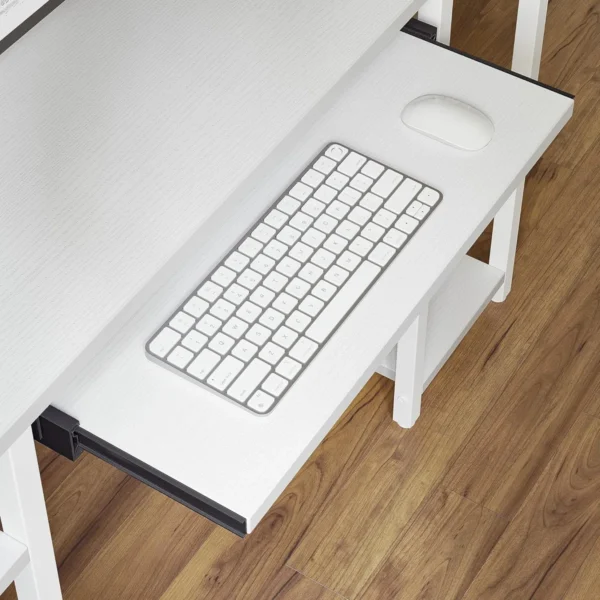 Office Desk With Monitor Stand And Storage Shelves, Computer Desk With Keyboard Tray, Gaming Desk - Image 2