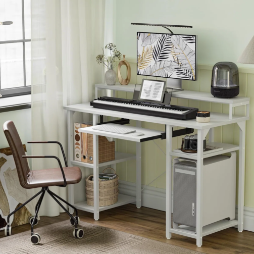 Office+Desk+With+Monitor+Stand+And+Storage+Shelves,+Computer+Desk+With+Keyboard+Tray,+Gaming+Desk (3)