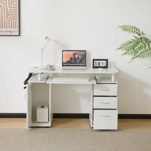 White Computer Desk With Drawers - Image 4