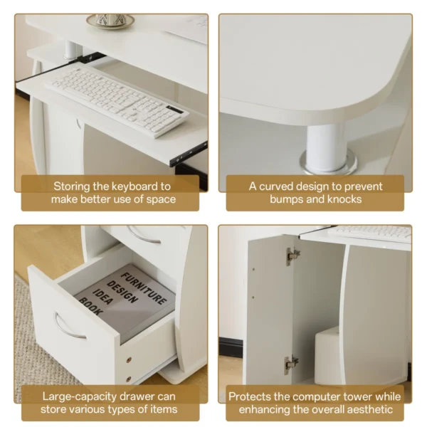 White Computer Desk With Drawers - Image 3