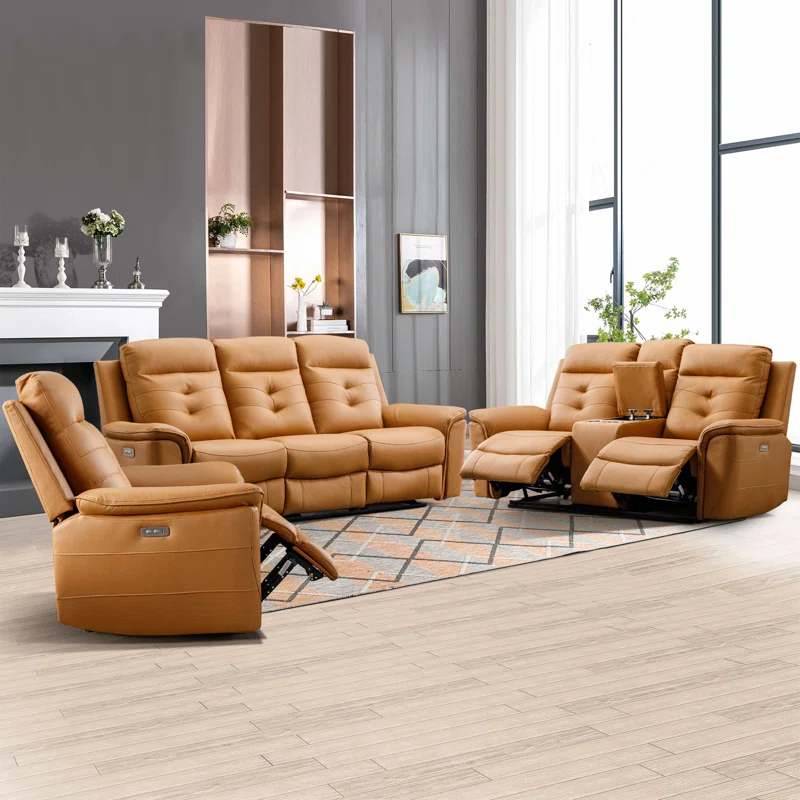 Alteo+3+Piece+Top+Faux+Leather+Power+Reclining+Living+Room+Set+with+A+Recliner+&+A+Loveseat+&+A+Sofa+with+USB-98582760