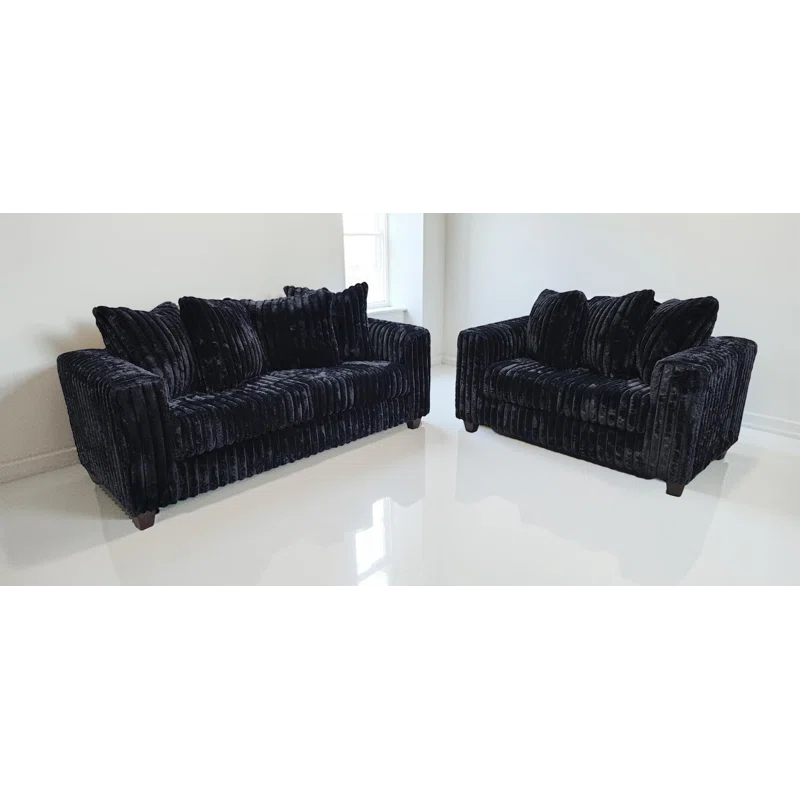 Modern Corduroy Sofa And Loveseat Set With Deep Seats And Plush Cushions - Image 2