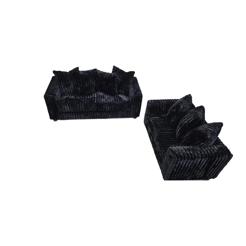 Modern Corduroy Sofa And Loveseat Set With Deep Seats And Plush Cushions - Image 3