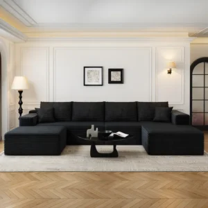 135.4"Cloud Modular Sectional Couch with 1 Ottoman,Modern Minimalist Upholstered Couches