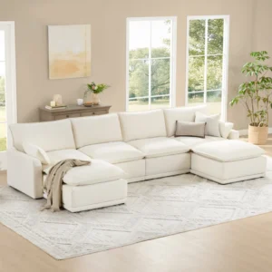 Elysian Cloud 146.5''W 6-PC U-Shaped Oversized Modular Sectional
